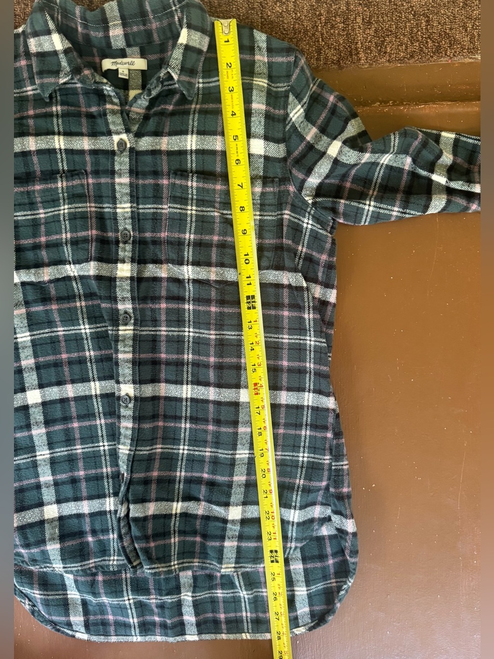 Madewell Dark Green and Pink Plaid Button-Down Shirt - Women’s S - Picture 6 of 6